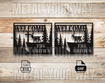 Welcome Deer Sign Svg/Dxf Files for CNC Plasma - Metal Your Way Digital Download - Laser CNC Plasma Waterjet - Sign Dxf