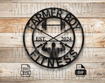 Farmer Boy Fitness Sign Svg/Dxf Files for CNC Plasma - Metal Your Way Digital Download - Laser CNC Plasma Waterjet - Sign Dxf