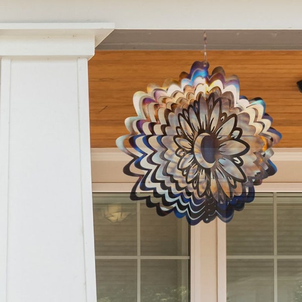 Sunflower Moon Wind Spinner Garden Decor | Metal Art | Sunflower Home Decor | Ornament Spinner for Outdoor