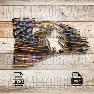 Tattered Eagle American Flag Sign Svg/Dxf Files for CNC Plasma - Metal Your Way Digital Download - Laser CNC Plasma Waterjet - Sign Dxf