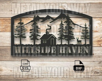 Hillside Haven Cabin Sign Svg/Dxf Files for CNC Plasma - Metal Your Way Digital Download - Laser CNC Plasma Waterjet - Sign Dxf