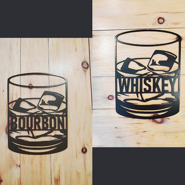 Bourbon / Whiskey Glass Metal Sign | Metal Wall Art | Man Cave Sign | Custom Metal Sign | Bar Sign