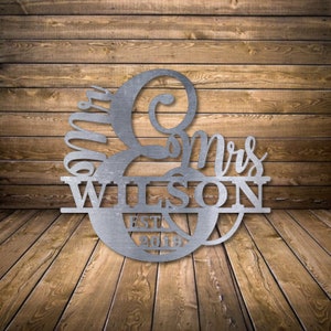 Personalized Mr. & Mrs. Monogram Metal Sign | Marriage Sign | Wedding | Anniversary | Metal Love Sign | Custom Metal Sign | Rustic Metal