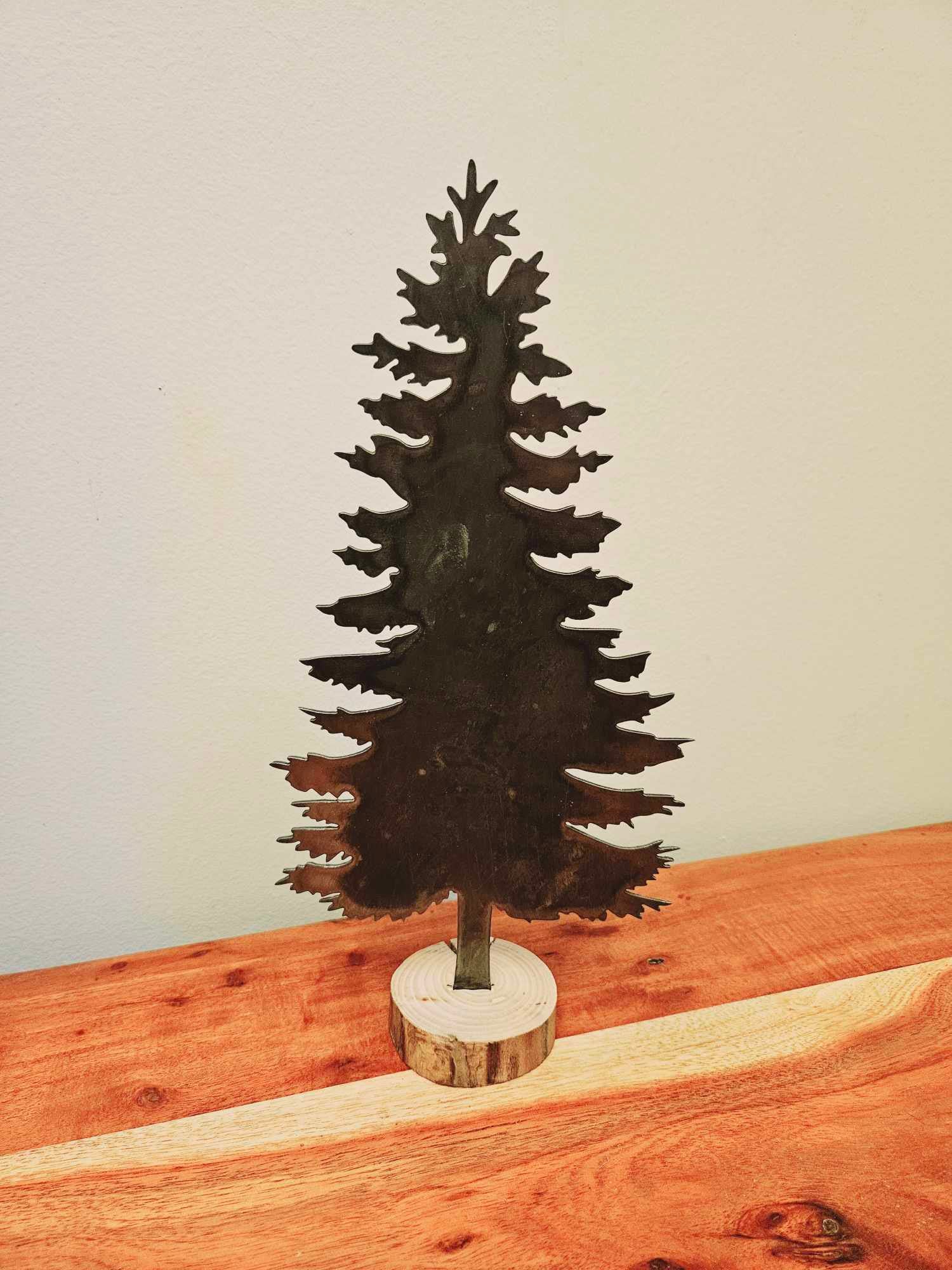 Wire Brushed Rustic Metal Tree Stand | Metal Art | Metal Christmas ...