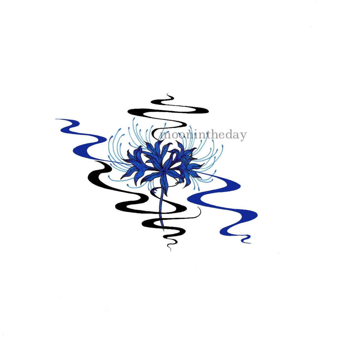 Blue Spider Lily Tattoo Design Etsy