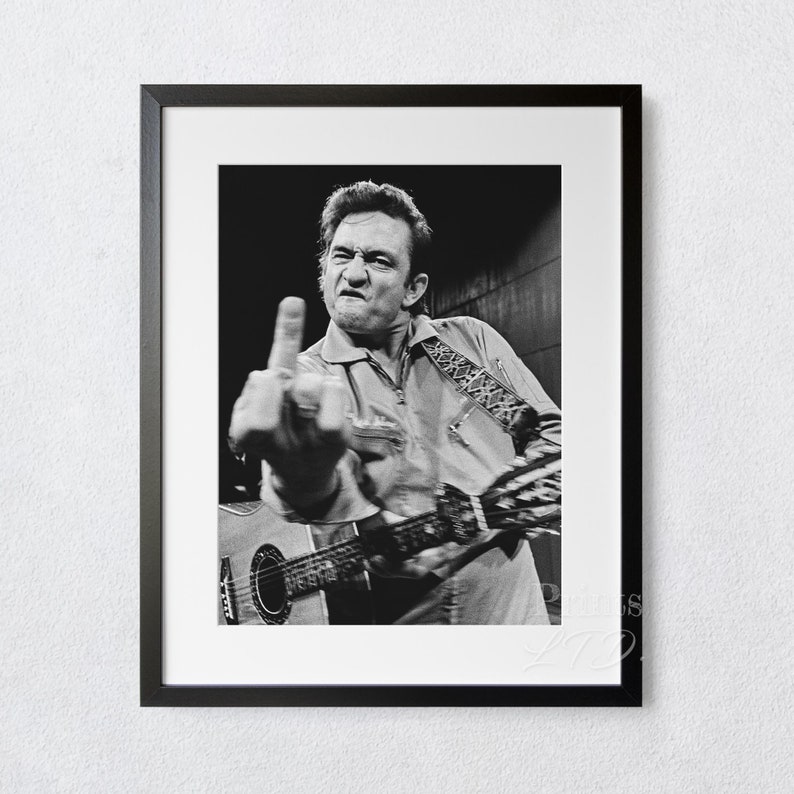 Johnny Cash Middle Finger at San Quentin Prison Art Print Etsy
