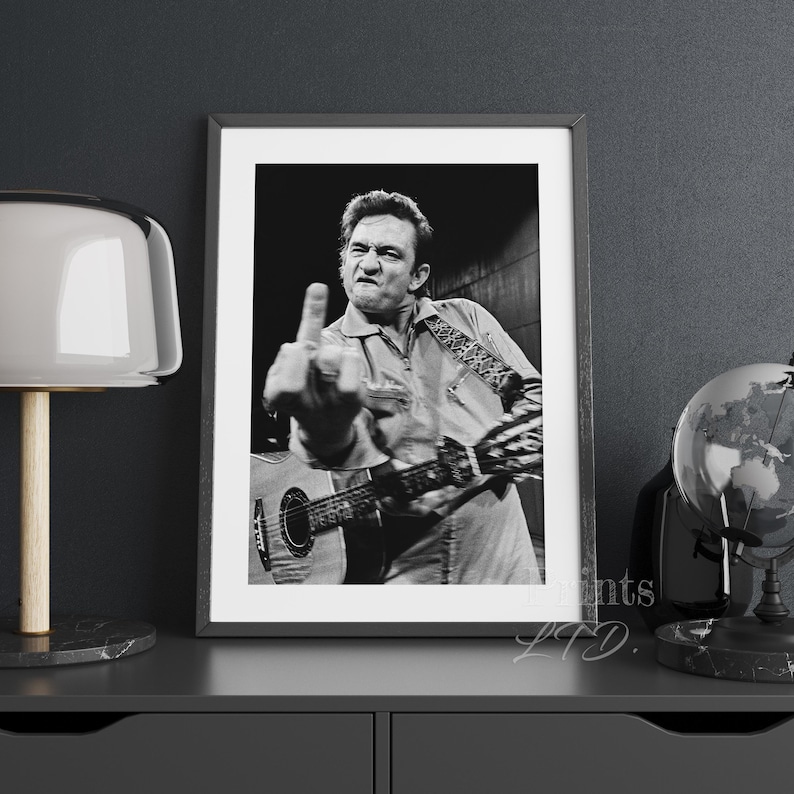 Johnny Cash Middle Finger at San Quentin Prison Art Print Etsy