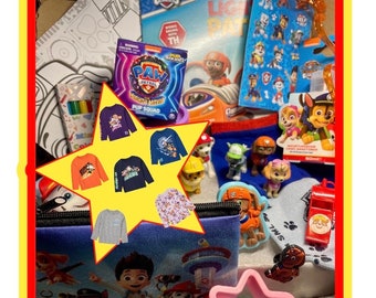 PAW PATROL MEGA Gift Box | Hamper | Figures | Top & Socks | Birthday | Present | Treats Toys Personalised | Sensory | Kids | Cake Toppers