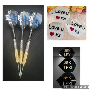 PERSONALISED DARTS FLIGHTS x 3 Custom Logo Gift Present Silhouette Birthday Dart Player Special Fathers Day Unique Fun image 2