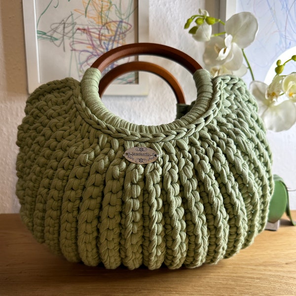 Handtasche Pastel Grün, Sommertasche aus Textilgarn