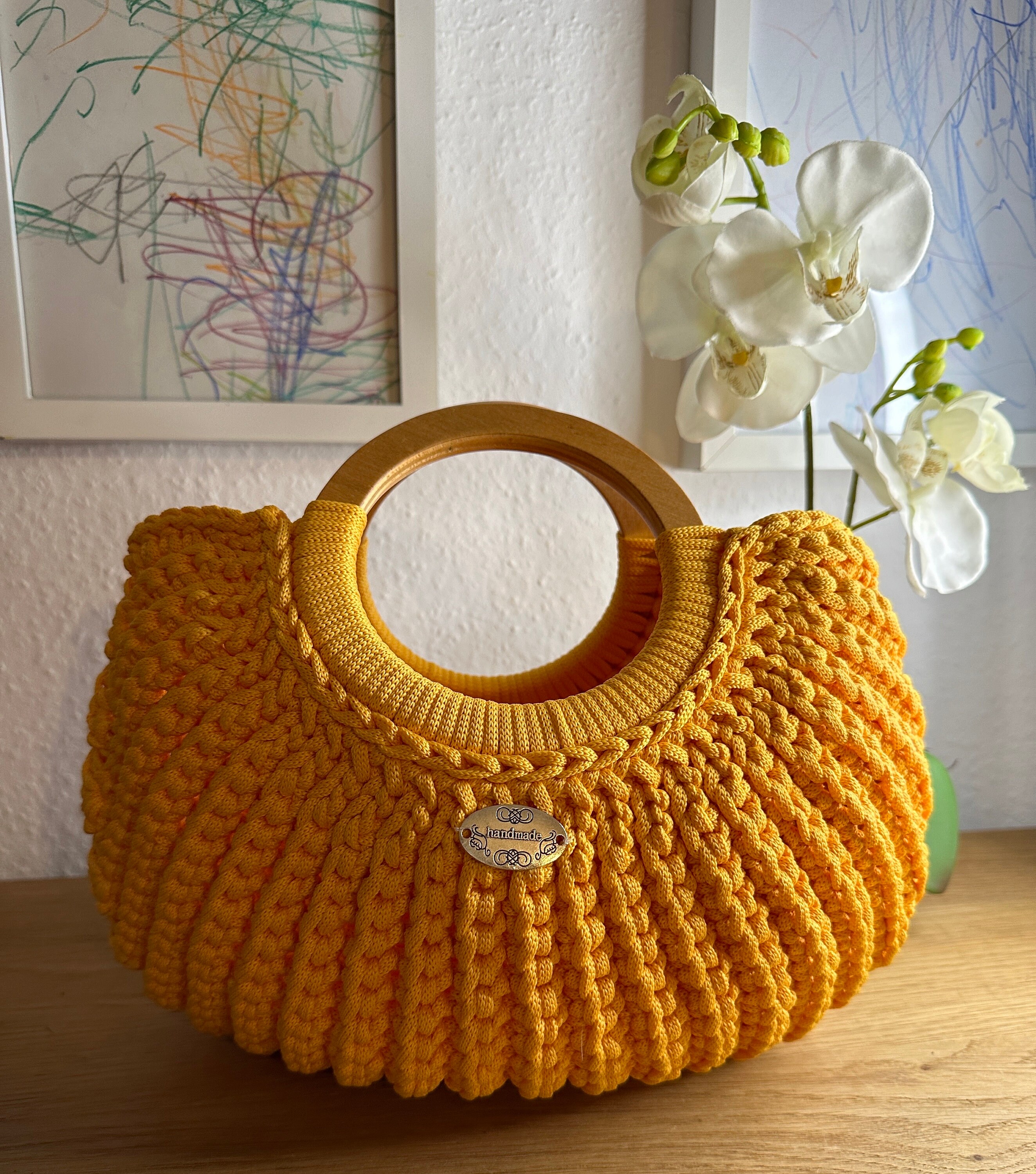 Crocheted Bag Yellow Handmade Bag Etsy