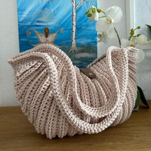 Tutoriel vidéo et PDF ANGLAIS, ALLEMAND pour un sac, modèle de crochet pour un sac, tutoriel vidéo sac cordon coton, modèle Sac Sabi