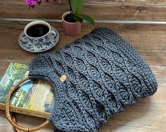 Video tutorial and PDF ENGLISH, GERMAN for a bag, crochet pattern for a bag, video tutorial bag cotton cord, pattern bag