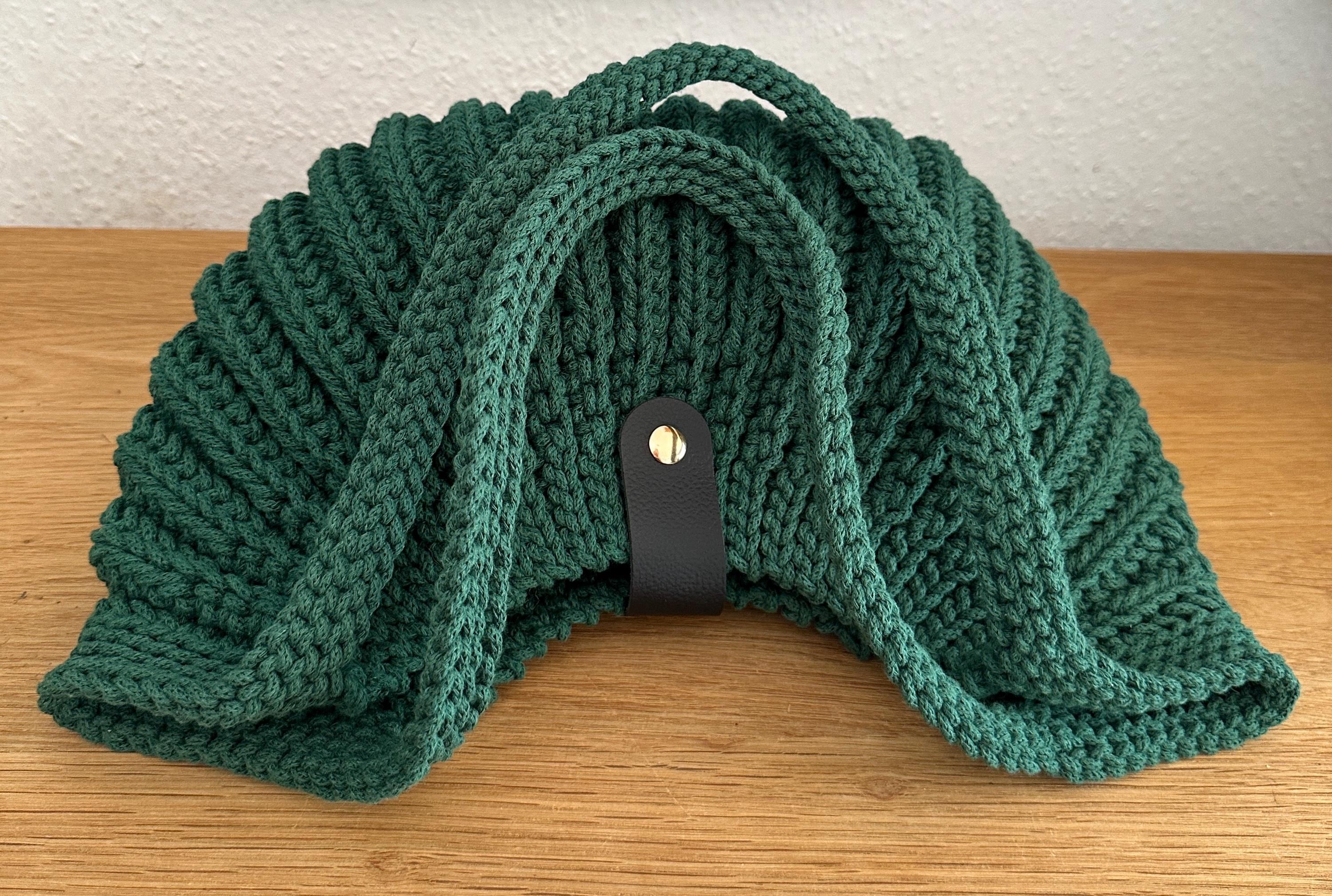 Green Handbag, Crocheted Handbag, Cotton Cord Handbag