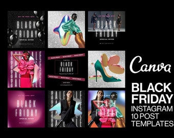 Black Friday Social Media Templates: Editable Canva Flyer Bundle (Digital Download)
