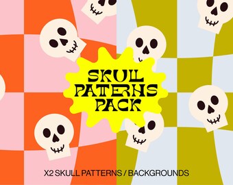 SKULL Halloween Pattern Checkerboard Repeat Pattern for Fabric Sublimation & Backgrounds