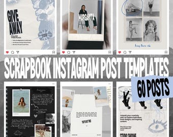 Scrapbook Instagram Post Templates for Canva, 60 Piece (Digital Download)