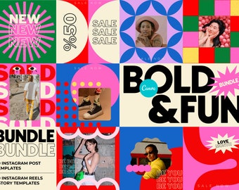 Instagram Post & Story Templates for Canva: Bold, Fun, Modern for Small Business Owners and Girl Bosses (Digital Download)