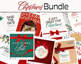 Christmas Instagram Post Templates: Holiday Social Media (Canva Editable) (Digital Download)