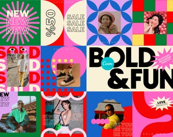 BOLD & FUN Instagram Post Templates for Canva | Colorful Social Media Templates for Small Business Branding
