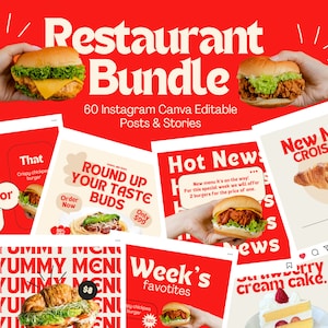 Restaurant Social Media Templates for Canva | Restaurant Instagram Templates | Restaurant Feed-Stories-Highlights | Restaurant Branding Kits