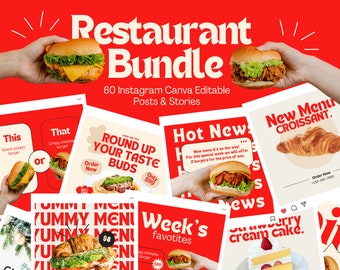 Restaurant Instagram Templates: Retro Food Posts & Stories (Canva)