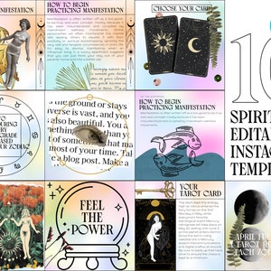 Zodiac Instagram Templates: Spiritual Astrology Feed (Canva Editable Digital)