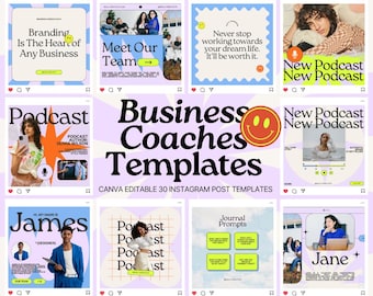 Business Coach Instagram Templates: Bold Social Media Posts (Canva Editable)