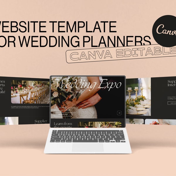 Canva Website Template for Wedding planners Wedding Photography Website Wedding Photographer MOMENTS Canva Editable Landing Page