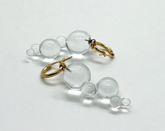 Clear Glass Earrings/Custom Design Earrings/Murano Glass Earrings/Pendant Earrings/Glass Drop Earrings/Handmade Earrings