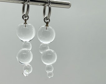 Clear Glass Earrings/Custom Design Earrings/Glass Earrings/Pendant Earrings/Glass Drop Earrings/Handmade Earrings