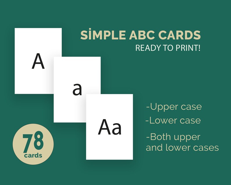 Simple ABC Flash Cards Homeschool Printable Alphabet Etsy
