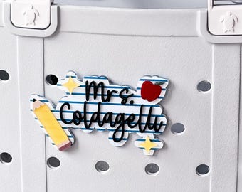 Personalized Teacher Bogg Bag Charm: Acrylic Beach Bag Tag
