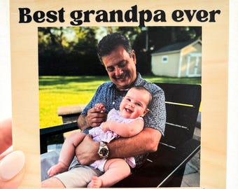 Personalized Photo Block | Custom Wood Picture for Dad, Grandpa (5x5 Inch)