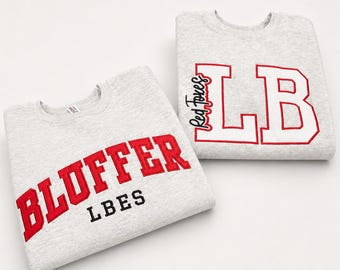 School Spirit Sweatshirt, Embroidered Sweatshirt, Girls Embroidered Gift School Name Gift Teacher Appreciation Gift School Mascot Sweatshirt