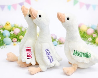 Personalized Goose Plush, Silly Goose Plush Toy, Embroidered Name Goose, Baby Shower Plush Gift, Easter Basket Stuffer, Goose Lovey Name