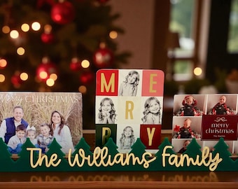 Personalized Wooden Christmas Card Holder: Holiday Display