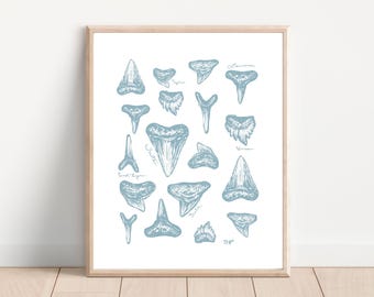 Shark tooth Print, Surf minimalist line art, East Coast Wall Art, Coastal Cowgirl, Coastal Granddaughter, Coastal Art, Meet me at the beach