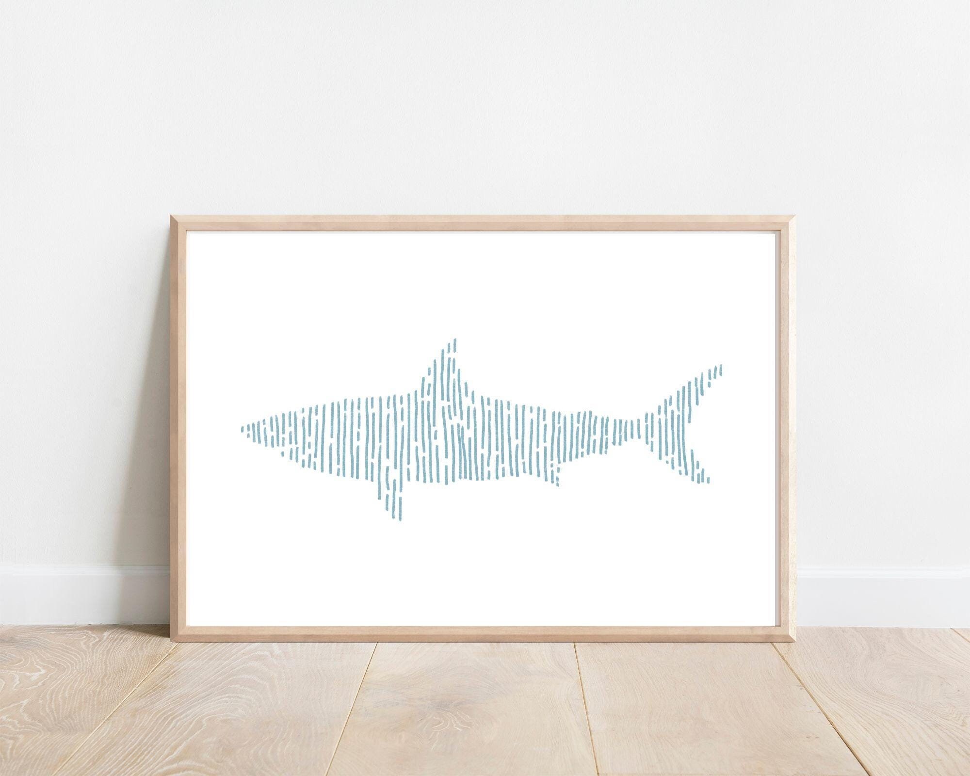 Horizontal Shark Print, Surf minimalist line art, East Coast Wall Art, Coastal Cowgirl, Coastal Granddaughter, Coastal Art, Shark wall art