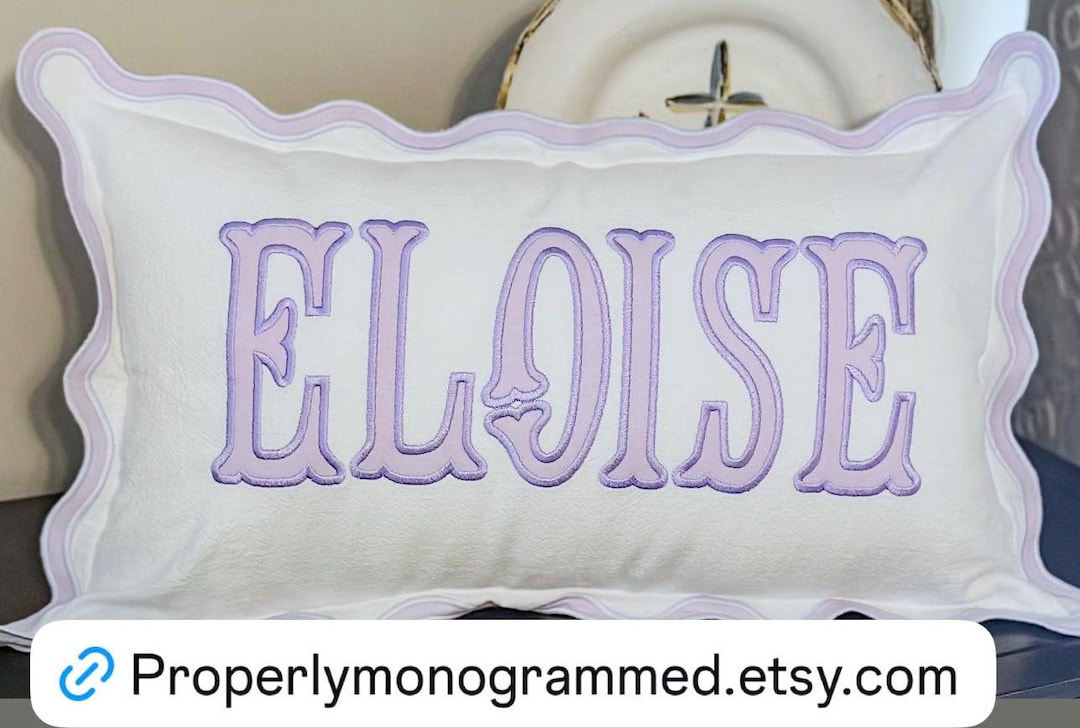 Personalized Applique Name Pillow, Scallop Edge, Lavender Nursery Decor ...