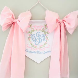 Banner floral para bebé niña: colgador de puerta de hospital para niña, colgante para anuncio de recién nacido, banner personalizado a medida