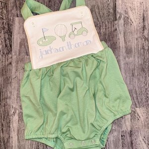 Boy Golf bubble, Boys Golf Theme Bubble, Monogram sunsuit golf, golf birthday, personalized masters bubble, Masters Bubble,1st Birthday