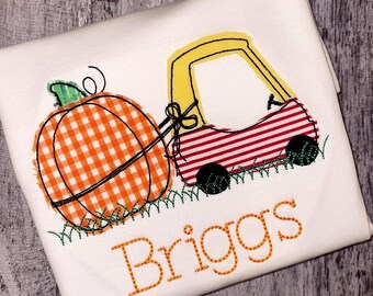 Personalized Embroidered Fall Shirt: Pumpkin & Cozy Coupe
