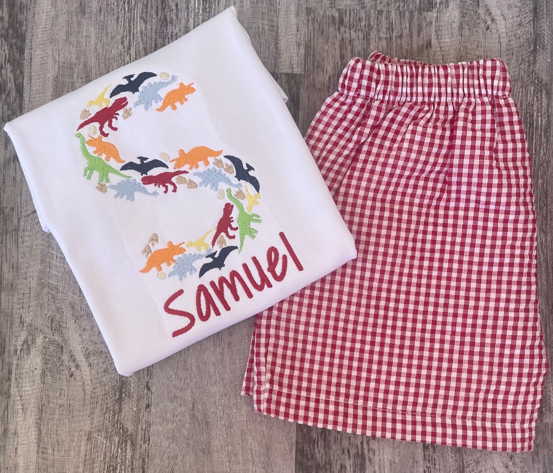 Dress For Boy In Dinosaur Print Red Color
