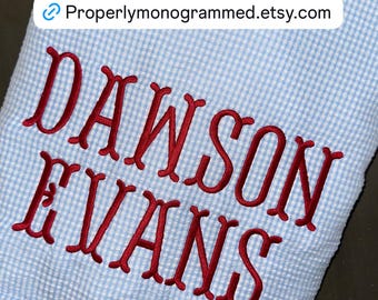 Kids Monogram Gingham Beach Towel: Boys Personalized Pool Towel