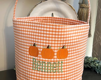 Personalized Halloween Candy Bag: Boys Trick or Treat Basket, Boy Boo Bucket