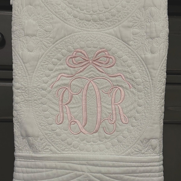 Personalized Baby Heirloom Quilt, Monogram Nursery Blanket
