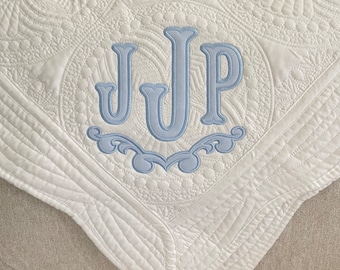 Personalized Baby Quilt: Embroidered Monogram, Heirloom Keepsake