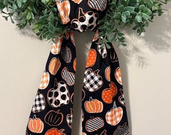 Halloween Wreath Sash, Pumpkin Door Decor, Fall decorations