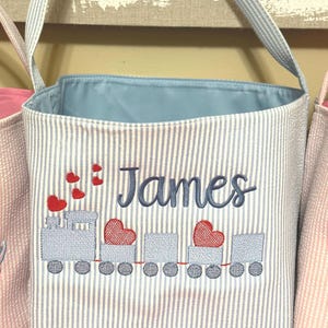 Boys Valentine Basket /  Boy’s Personalized Valentine’s Basket / Custom Train Valentine Basket/ Valentine’s Bucket / Valentine Bucket